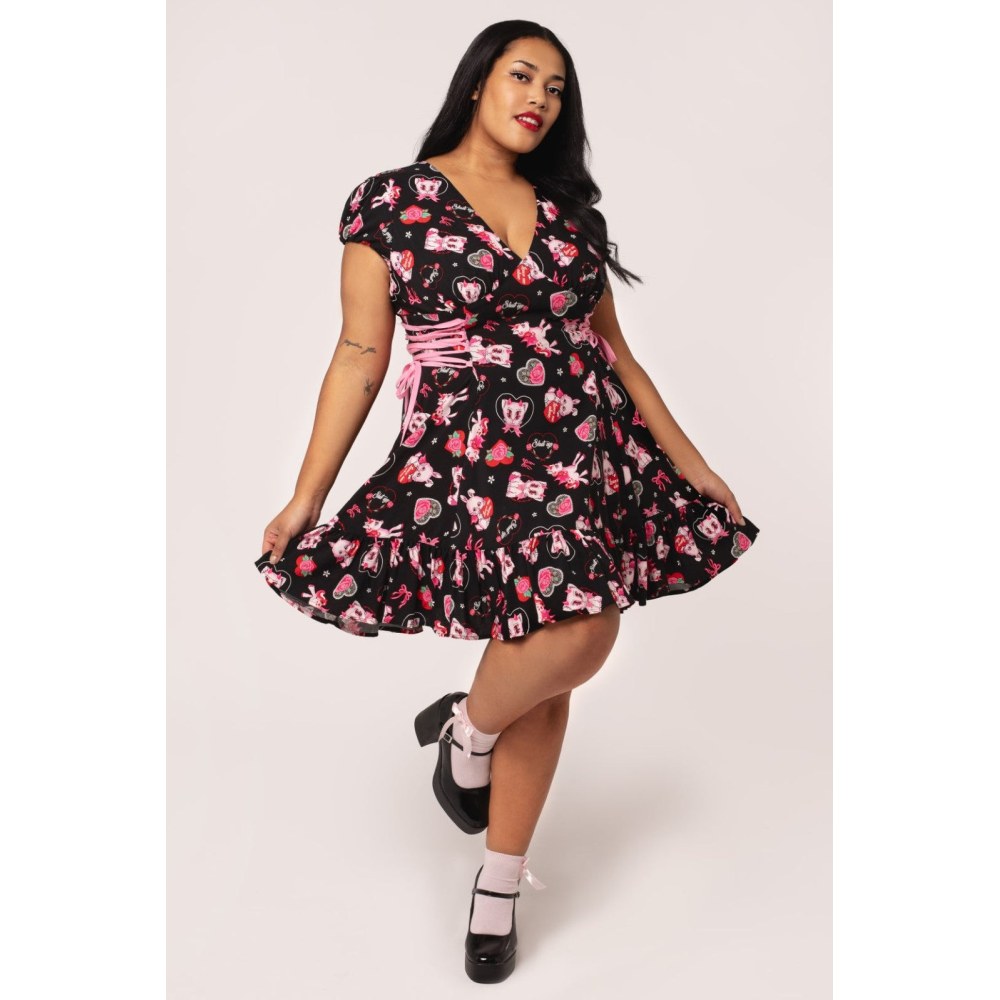 Hell Bunny - Not Into You Robe courte - Noir/Rose